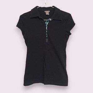 🔥LAST CHANCE! 5 for $15 Ann Taylor Black Polo Shirt XXSP Short Sleeve Top